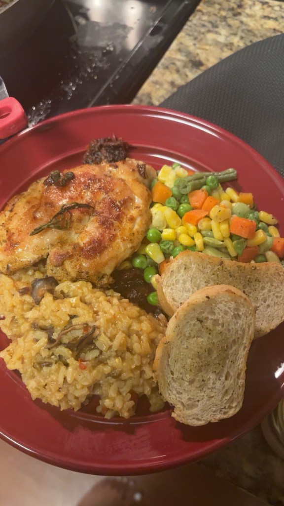 Braised Chicken Thighs with Mushroom Paella