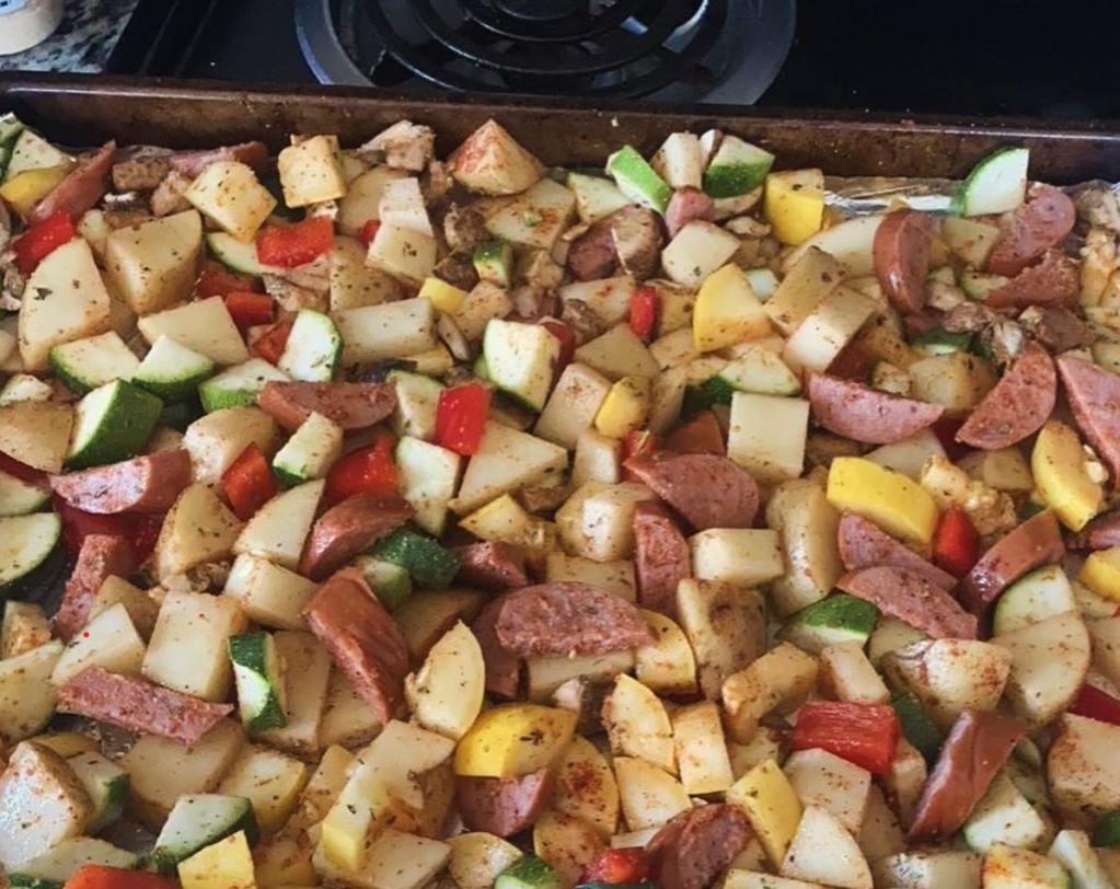 One Pan Baked Sausage & Veggies